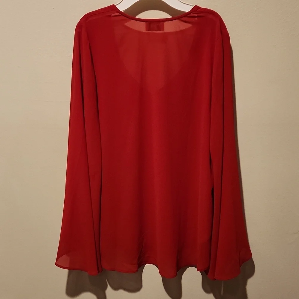 ❤️ SHOW ME YOUR MUMU FLOWY RED BELL SLEEVE HIPPIE DIPPIE TOP, XS